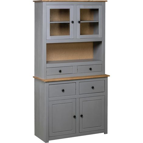 vidaXL Buffet haut Gris 93x40,5x180 cm Pin Gamme Panama (1/5)