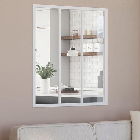 Metal blanco y cristal templado Techo de cristal de 3 hojas An. 93 x Al. 108 cm