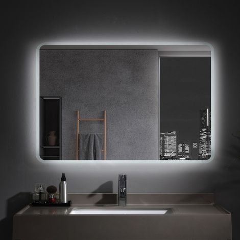 LISA Badspiegel mit Beleuchtung 120x70cm LED Wandspiegel Lichtspiegel Badezimmerspiegel -Kaltweiß mit Touchschalter + beschlagfrei IP44 [Energieklasse A++] (1/5)