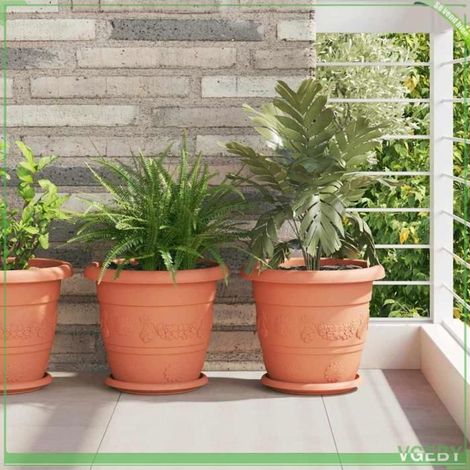 Pot à fleurs - FAFEICY - 42020281 - Pack 6 - Rouge brique - Plastique percé (1/5)