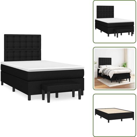 Letto con materasso a molle insacchettato - vidaXL Giroletto a Molle con Materasso Nero 120x190 cm in Tessuto - Letto con materasso morbido