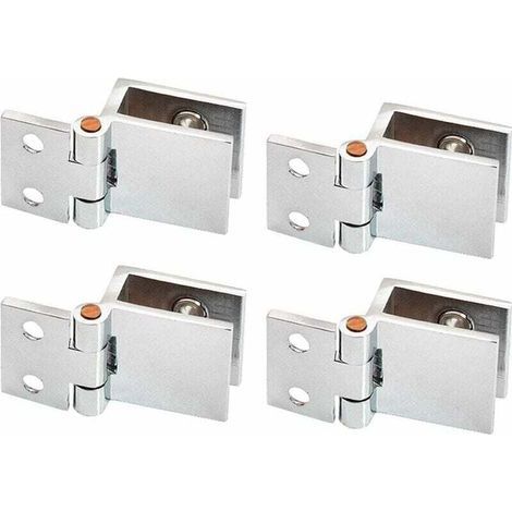 Charnière en Verre en Alliage,4 Pcs Clip de Porte en Verre Charnière pour Porte en Verre 0 Degrés, Sans Perçage de Verre à Charnière pour Porte en Verre de Meuble de Cuisine Vitrine(Verre de 5-8mm) (1/4)