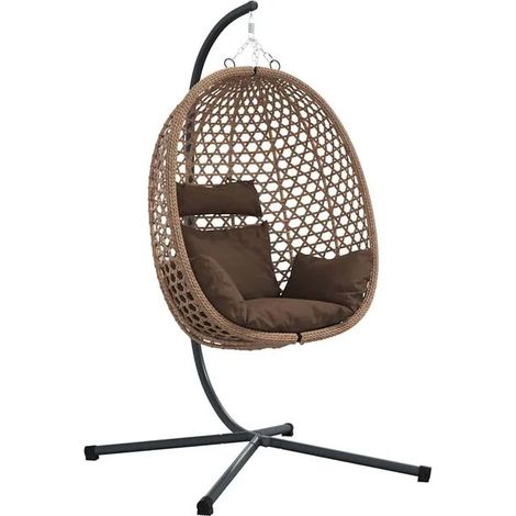 Fauteuil suspendu, style café, 104 x 100 x 191 cm, en rotin. (1/5)