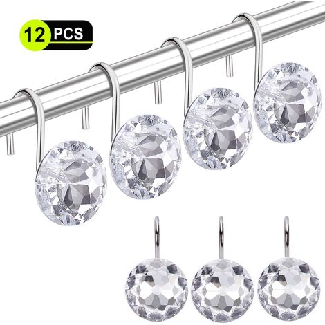 MINKUROW 12pcs Anillos De Gancho De Cortina De Ducha Para Baño, Ganchos De Cortina De Ducha De Resina Decorativa Varillas Cortinas Y Revestimientos (1/5)