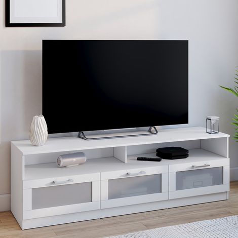 Mueble TV VITO 140 CM blanco puertas esmeriladas