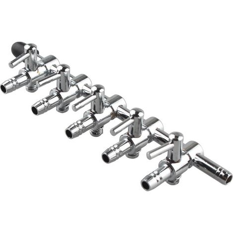 Distributeur d'Air pour Aquarium en Acier Inoxydable 5 Voies Collecteur de Valve de Commande d'Air de Pompe à Oxygène