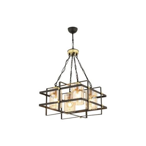 WellHome Lámpara de techo, metal, negro, colección Bled, 70x30x30, casquillo 4 x E 27 Max 60 W