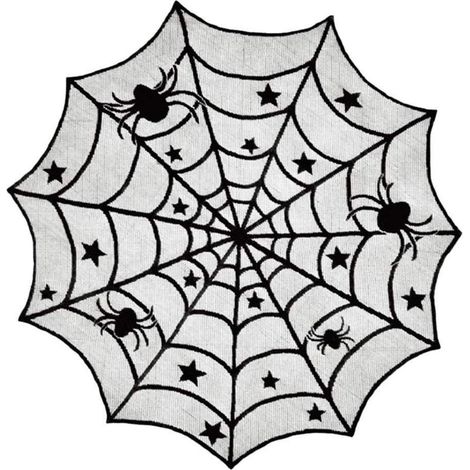 Nappe d'Halloween motif toile d'araignée, Noir, Polyester, 1 pièce