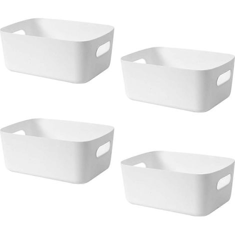 Aufbewahrungsbox aus Kunststoff für Büro, Haushalt, Küche, praktischer Organizer, weiß (1/5)