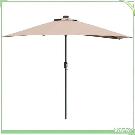 Parasol de jardin - FAFEICY - 42003270 - Taupe - 294x150x224 cm - Anti-UV, LED solaire, manivelle (1/5)