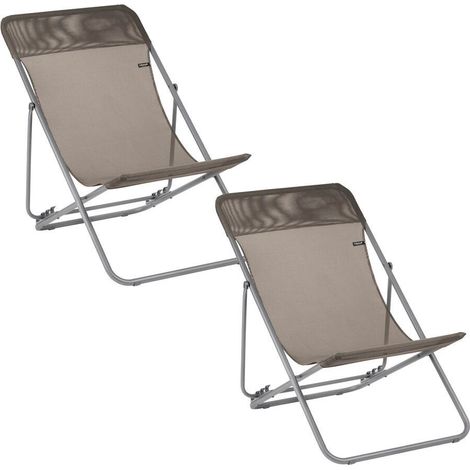 Set aus 2 klappbaren Liegestühlen - Maxi Transat - Batyline® Iso - Marron Graphite -
