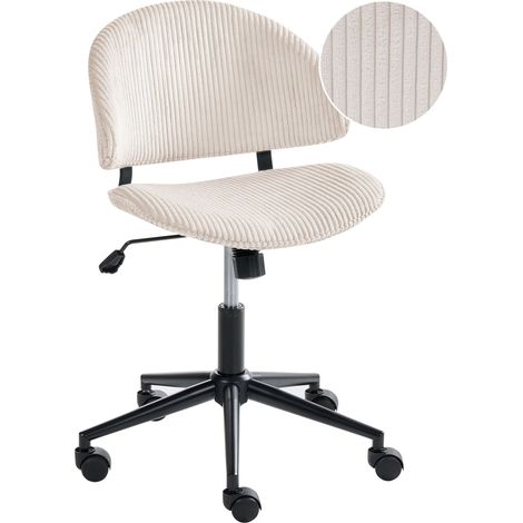 Sedia da ufficio con seduta e schienale in velluto a coste sedia girevole bianco sporco Kiana
