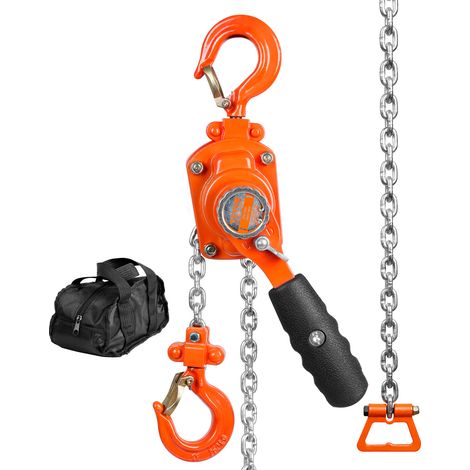 VEVOR Mini Polipasto Manual de Palanca 0,25T Polipasto de Cadena con Carraca Manipulación Elevación 1,4m Acero al Carbono G80 Freno Weston Gancho Guía de Cadena con Doble Carraca 360° para Mercancías