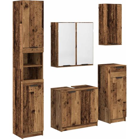Maison Exclusive - Juego de muebles de baño con cajón 5 pcs Mader