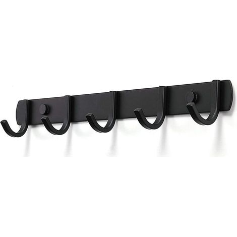 Porte Manteau Mural, Patres Porte Manteaux Design En Acier Inoxydable, Patres Salle De Bains Solide pour Chambre Bureau Noir (5 Hook) (1/5)