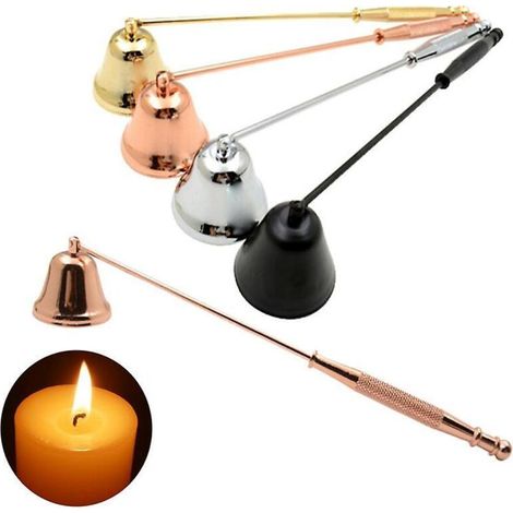Schwarzer Kerzenlöscher aus Edelstahl mit 20 cm langem Griff für Aromatherapie, Teelichter und zum Löschen von Kerzen (1/4)