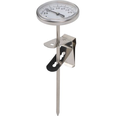 Thermomètre à lait, cadran de 4,6 cm, sonde de 12,5 cm, pot de lecture rapide de haute précision avec support pour faire mousser le yaourt, le café et le fromage (1/5)