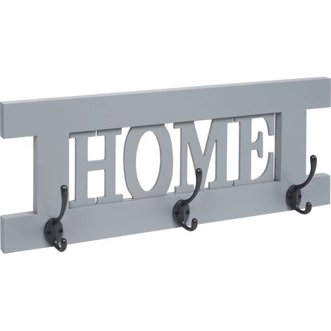 Appendiabiti da parete con 3 ganci doppi design vintage 55 x 21 cm grigio-blu 040008170