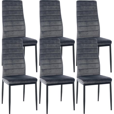 6er Set Esszimmerstühle Mayfair grau Samt