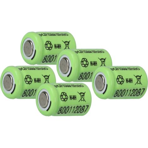 vhbw 5x Celda de batería reemplaza 1/3AAA para modelismo (150mAh, 1,2V, NiMH)