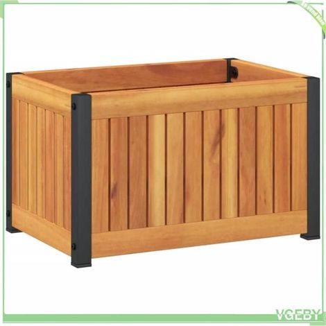 Jardinière / bac à fleurs - FAFEICY - 367613 - Bois d'acacia massif - Cadre acier anti-corrosion - 45x30x27,5 cm (1/5)