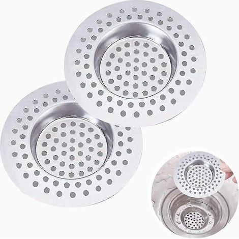Lot de 2 filtres de bonde pour évier, grille d'évier de cuisine, en acier inoxydable, pour évier de cuisine/salle de bain, anti-obstruction (1/5)