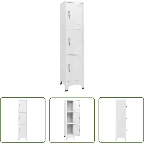 The Living Store Armoire à casier avec 3 compartiments 38x45x180 cm - Armoire À Casier - Meuble Industriel - Rangement Sportif - Placard Métallique - Armoire De Rangement (1/5)