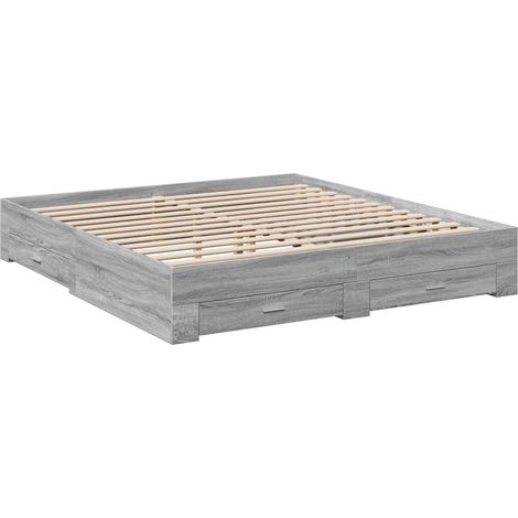 Cama con cajones madera ingeniería gris Sonoma 180x200 cm vidaXL