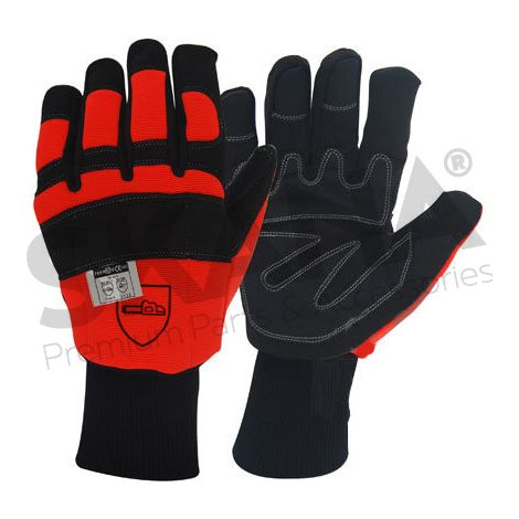 Gants De Tronçonnage Hiver Taille 10/l, Avec Protection Du Dos De La Main Sur Le Gant Gauche. Norme En381 - Classe 0, En388 - 22