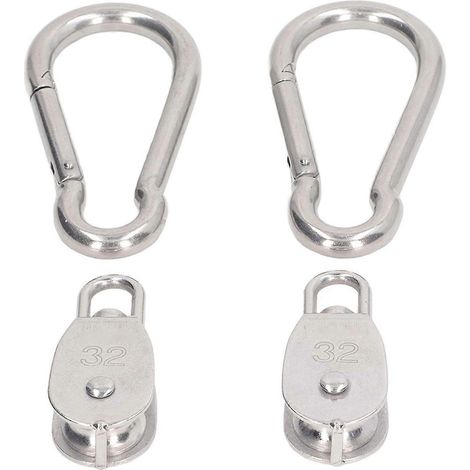 poulies simples M32 avec 2 mousquetons à ressort M12, câble en acier inoxydable pour suspension et remorquage