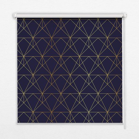 Tenda a Rullo Interna per Finestra - Tenda Filtrante Luce - Tenda Privacy - Tenda Decorativa Rettangolare - Rullo per Interni - (110 cm x 140 cm) - Linee gialle collegate a formare dei triangoli