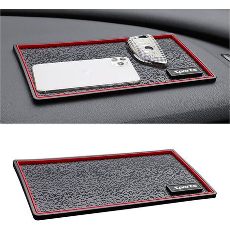 Tapis De Tableau De Bord Antidérapant pour Voiture, Tapis Antidérapant Universel pour Tableau Bord, Voiture Dash Mat Anti-Slip Lunettes Soleil GPS avec Clé(Texture Cuir) (1/5)