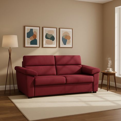 Sofá cama 2 plazas Seui, desenfundable, con almacenaje Made in Italy, apertura abatible, 185x95 cm rojo (1/5)