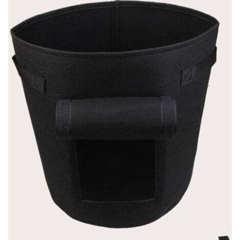 Sacs de culture respirants 7 gallons (26 L) – Lot de 5, avec fenêtre et poignées, noir, pour pommes de terre, carottes et tomates (1/5)