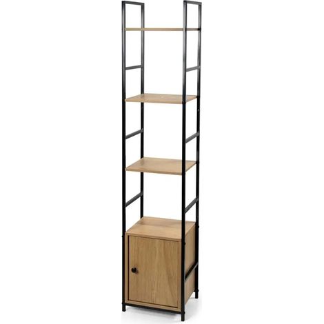 Estantería moderna de metal y madera 29x23x144 cm