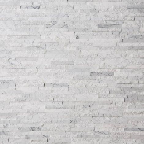 Decoon – Plaquette de parement marbre blanc 40 x 10 cm – Épaisseur 0,7 à 1,3 cm – 12 pièces par boîte – Surface 0,432 m² (1/3)