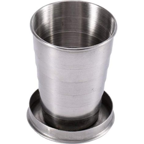 Ecleanfy - Mug de voyage pliable en acier inoxydable, idéal pour le camping et les activités de plein air. Mug pliable et rétractable (S) 75 ml (1/5)