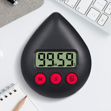 Elektronischer Timer, schwarz, 8 x 6,5 x 2,5 cm. Timer mit Alarmfunktion. Geeignet für Fitness und Studium. (1/4)