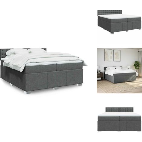 Sommier à lattes de lit avec matelas Gris foncé 200x200cm Tissu - Sommier À Lattes De Lit - Sommiers À Lattes De Lit - Lit - Meuble De Chambre À Coucher (1/5)