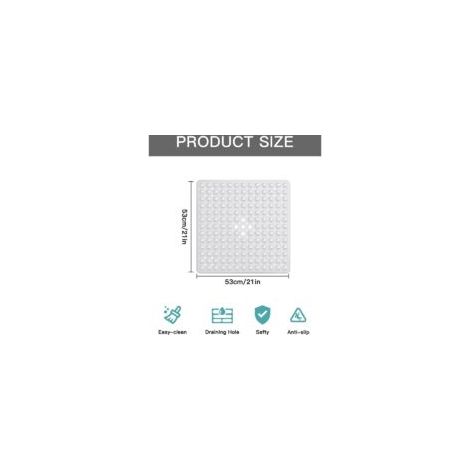 Tapis de douche antidérapant 53x53cm tapis de douche carrés sans BPA - tapis antidérapant pour la douche avec trous de drainage pour la résistance au - Crezuo