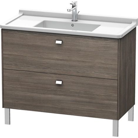 Lavabo Duravit Brioso Vanity in piedi Compact 102,0 x 46,9 cm, 2 estraibili, incl. apertura per sifone e grembiule, per lavabo Starck 3 030410, Colore (anteriore/corpo): Pine Terra decor, maniglia cromata - BR442301051