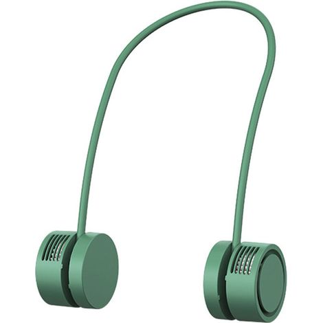 Ventilateur de cou portable mini USB, sans lames, mains libres, avec fonction aromathérapie pour extérieur, rechargeable, vert
