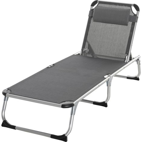 Lettino Prendisole Lettino da Giardino Lettino in Tessuto di Alluminio Lettino Relax Pieghevole in 5 Vie Rete ergonomica Grigio 170 X 60 X 76 Cm