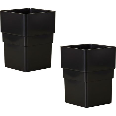65mm Square Downpipe Connector for Square Guttering – Durable Pipe Socket (Black, Pack of 2) (1/3)