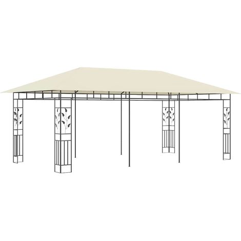 Tonnelle Barnum de Jardin, Pavillon, Pergola, Tente de jardin, avec moustiquaire 6x3x2,73 m Crème OIB5717E (1/5)