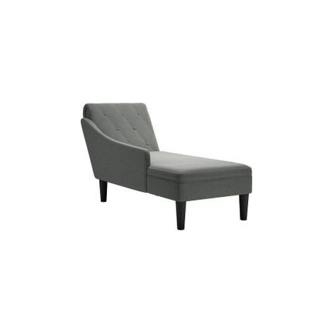 Fauteuil long avec coussin et accoudoir droit gris foncé tissu (1/5)