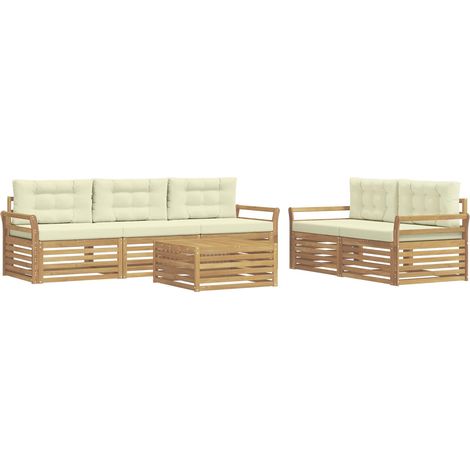 Outdoor-Sofagarnitur 6 stk. 5-Sitzer Weiß und Creme vidaXL (1/5)