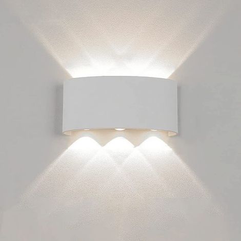 APPLIQUE LED ESTERNO DOPPIA LUCE IP65 A PARETE MURO 6W LAMPADA APPLIQUE 6 LED Bianco