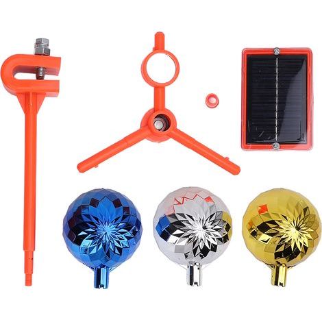 Ortviai Épouvantail Solaire Anti-Oiseaux avec Rotation Éolienne et Haut-Parleur Vocal – Réflecteur 360° pour Jardin, Verger, Aéroport (1/5)