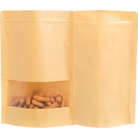 Sollbry Sachet Kraft Alimentaire, Sachet Craft, Sachet Kraft Zip, Emballage Alimentaire, S'appliquent aux Noix, grains de café, feuilles de thé, épices, etc. (9x14cm 100pièce) (1/5)